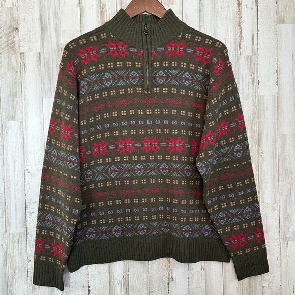 Vintage Pendleton Sweater Medium Green Fair Isle Cabincore 100 Lambswool EUC - Picture 1 of 8